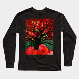 Blazing Red Orange Autumn Tree Long Sleeve T-Shirt